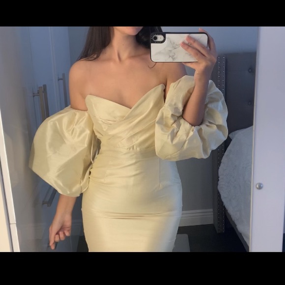 Alieva Dresses Alieva Tiffany Dupioni Puff Sleeve Dress Poshmark